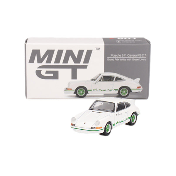 1:64 scale Porsche 911 Carrera RS 2.7 Grand Prix White with Green Livery