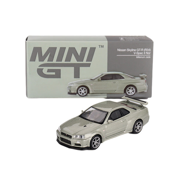 1:64 scale Nissan Skyline GT-R (R34) V-Spec II Nür Millenium Jade