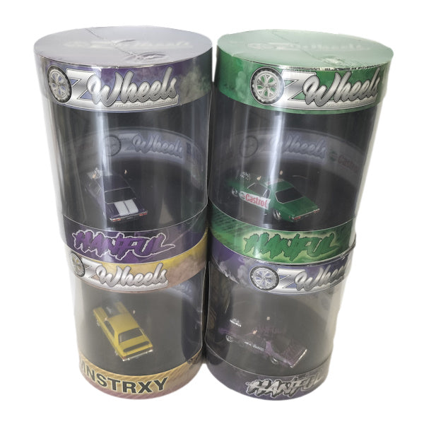 1:64 Oz Wheels Skid Cars in Cylinder set of 4