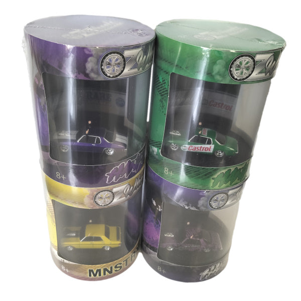 1:64 Oz Wheels Skid Cars in Cylinder set of 4