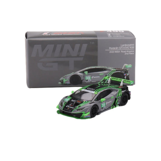 1:64 scale Lamborghini Huracán GT3 EVO #39 2022 IMSA Road America 2nd Place