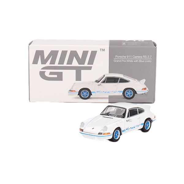 1:64 scale Porsche 911 Carrera RS 2.7 Grand Prix White with Blue Livery
