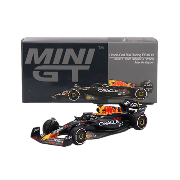 1:64 scale Max Verstappen #1 Oracle Red Bull Racing RB19 2023 Bahrain GP Winner