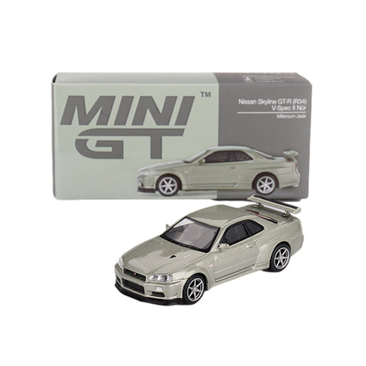 1:64 scale Nissan Skyline GT-R (R34) V-Spec II Nür Millenium Jade