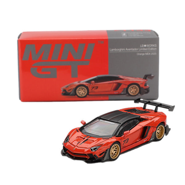 Mini GT 1:64 scale LB★WORKS Lamborghini Aventador Limited Edition Orange MDX 2025