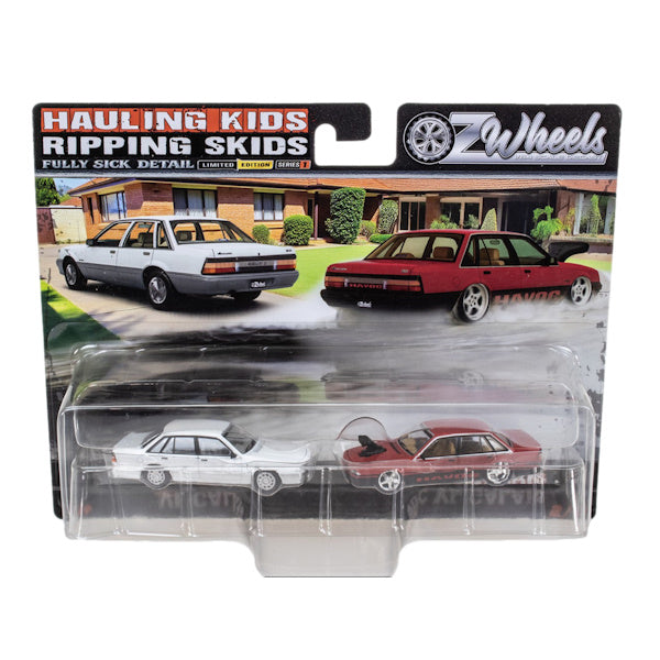 1:64 scale OzWheels Hauling Kids Ripping Skids Holden VL Calais Twin Set