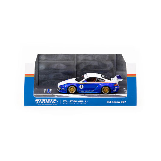 1:64 scale Porsche 997 Old & New Blue/White