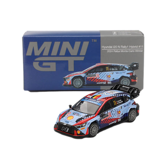 1:64 scale Hyundai i20 N Rally1 Hybrid #11 2024 Rally Monte Carlo Winner
